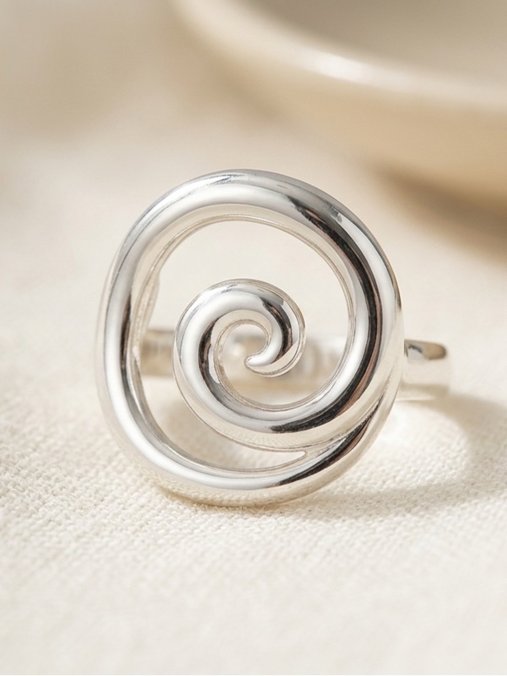 925 Sterling Silver Adjustable Spiral Swirl Ring Minimalist Statement Jewelry